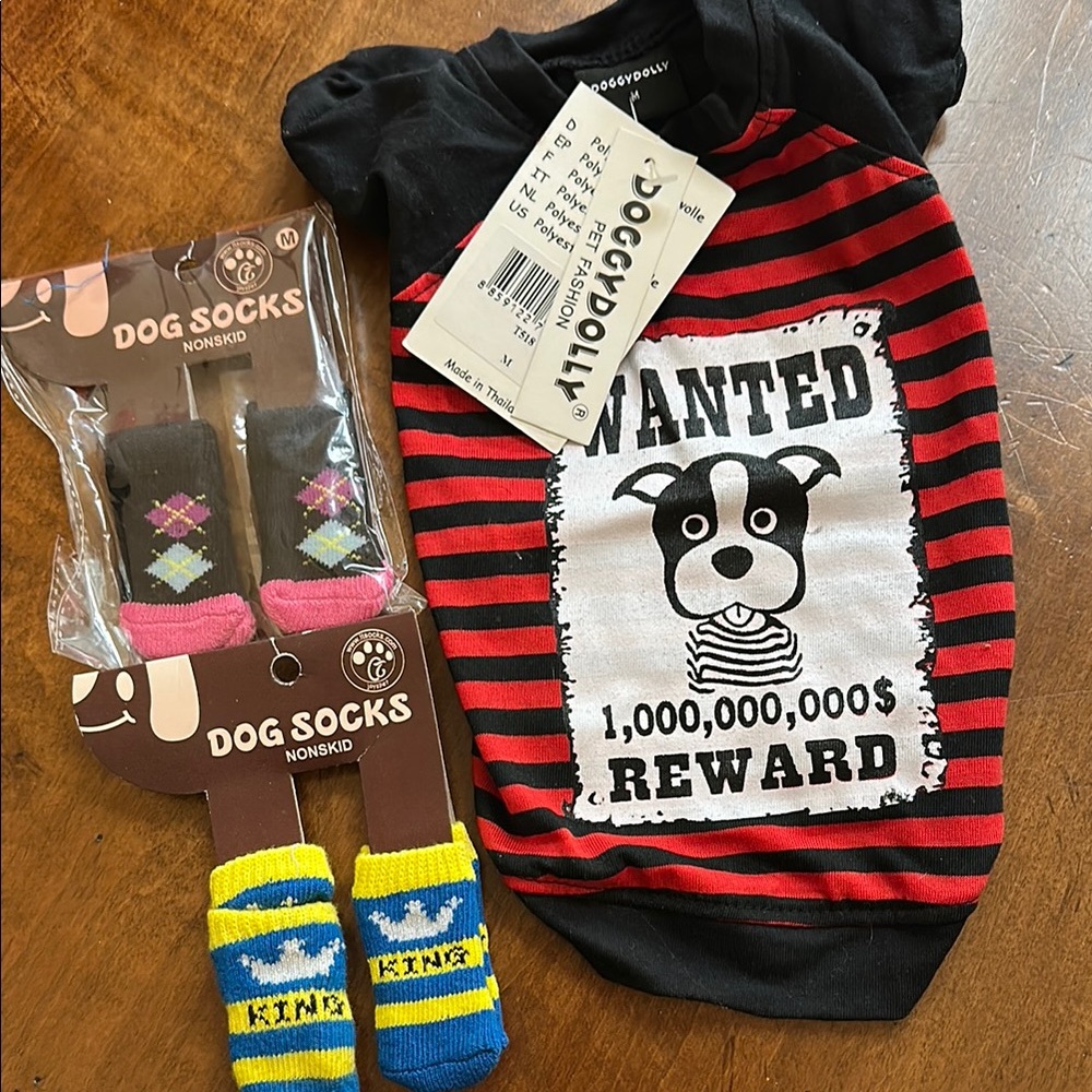 Striped Dog Shirt and Socks (2 Pairs) Set NWT